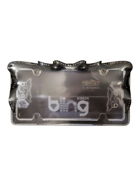 Ribbon Bling Decorative License Plate Frame in Silver